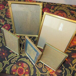 Five Vintage brass Picture Frames, various sizes